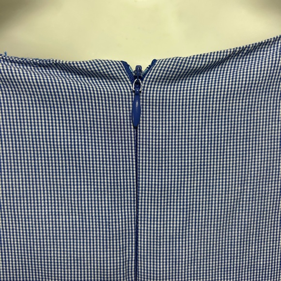 Maeve Anthropologie Ramona Asymmetrical Ruffle Blue Gingham Top Sz L No Belt - Picture 3 of 6